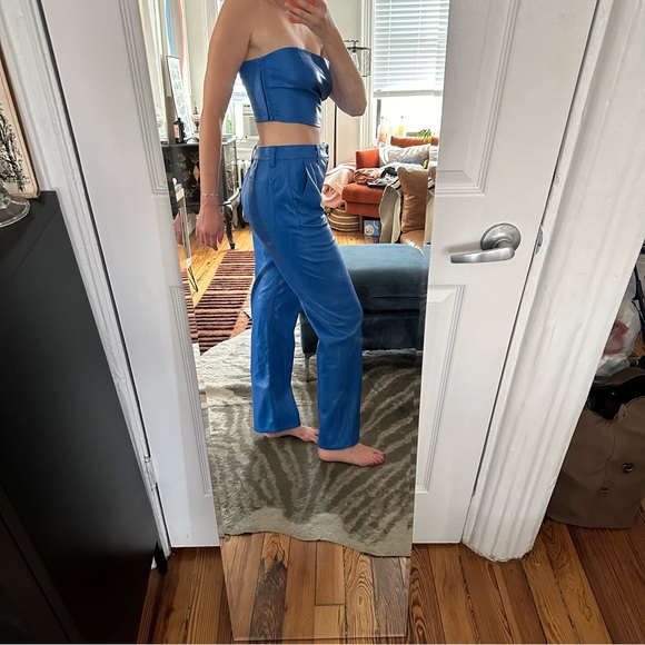 NEW! ASOS Vegan Leather Cobalt Blue Tube Top Set - Picture 2 of 10